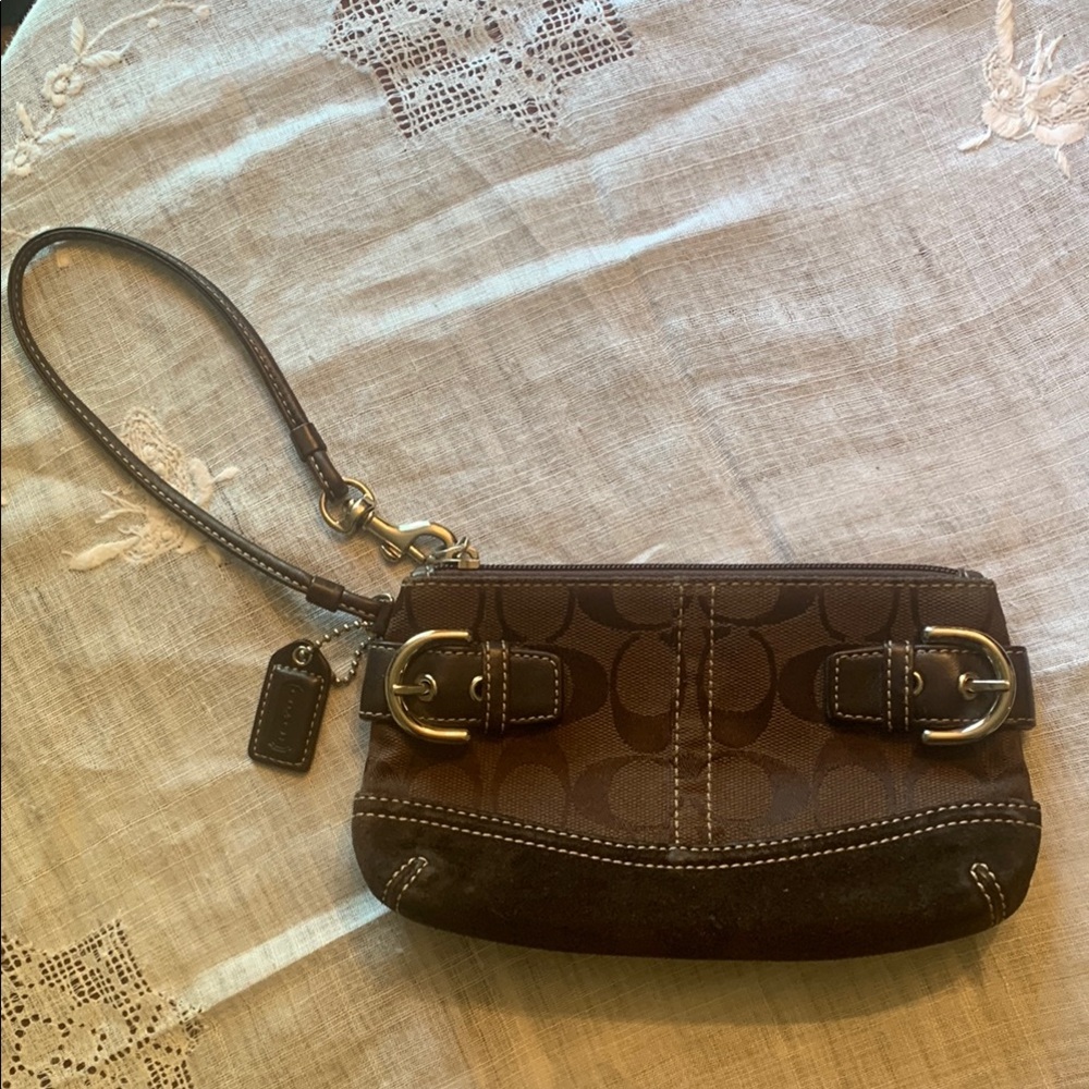 Coach Brown Leather Clutch with Gold Hardware